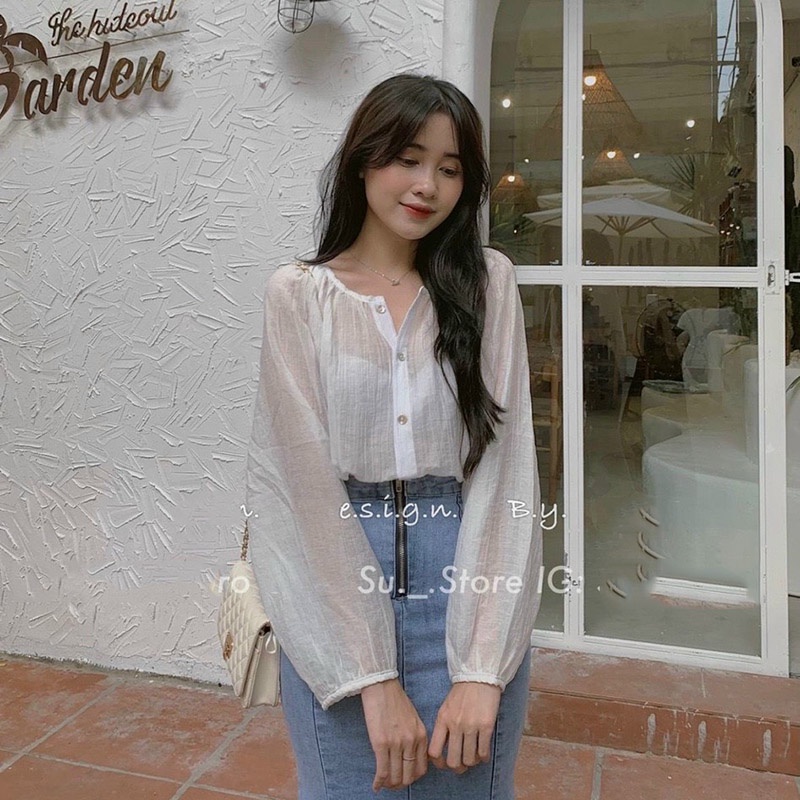 Áo Sơ Mi Cổ Tròn Voan Tơ Hàng Quảng Châu AP012-Violet