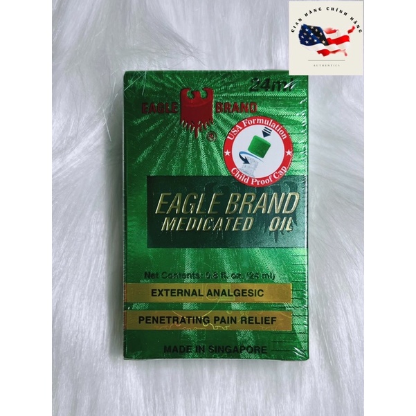 [Hàng Mỹ ] Dầu Gió EAGLE BRAND  Xanh ,trắng Con Ó 2 Nắp 24ml date 2026