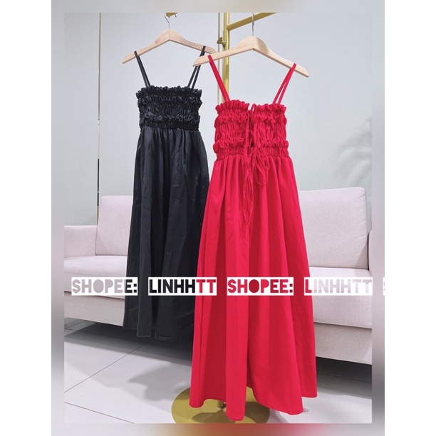 VÁY 2 DÂY CHUN NGỰC DÁNG XOÈ ULZZANG CỘT DÂY