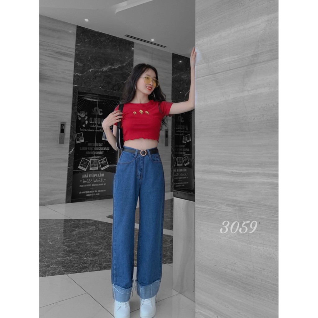 QUẦN JEAN ỐNG RỘNG NỮ GẬP GẤU MÀU XANH NHẠT, XANH ĐẬM CAO CẤP UTI ĐỦ SIZE S, M, L SIÊU CÁ TÍNH, THỜI TRANG HOT HIT