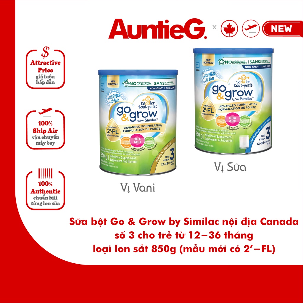 [Bill Canada] Sữa Go and Grow by Similac số 3 Ship Air lon 850g