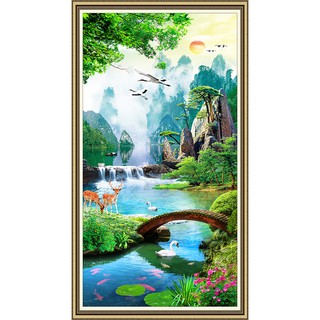 Tranh dán tường VTC Thiên nhiên khổ dọc nhiều mẫu LV-0051K Kim sa nhiều kích thước