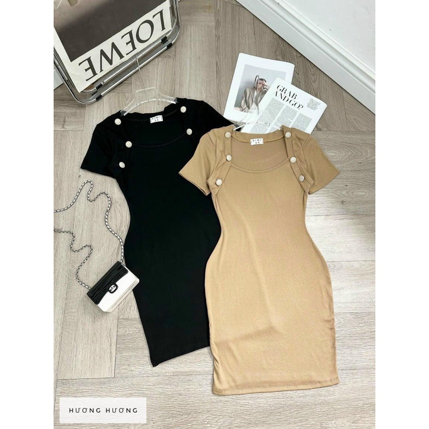 Đầm body vai nút