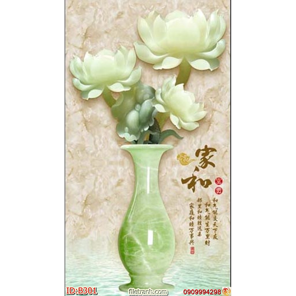 TRANH DÁN TƯỜNG 3D BÌNH HOA, LO HOA NHIỀU MẪU