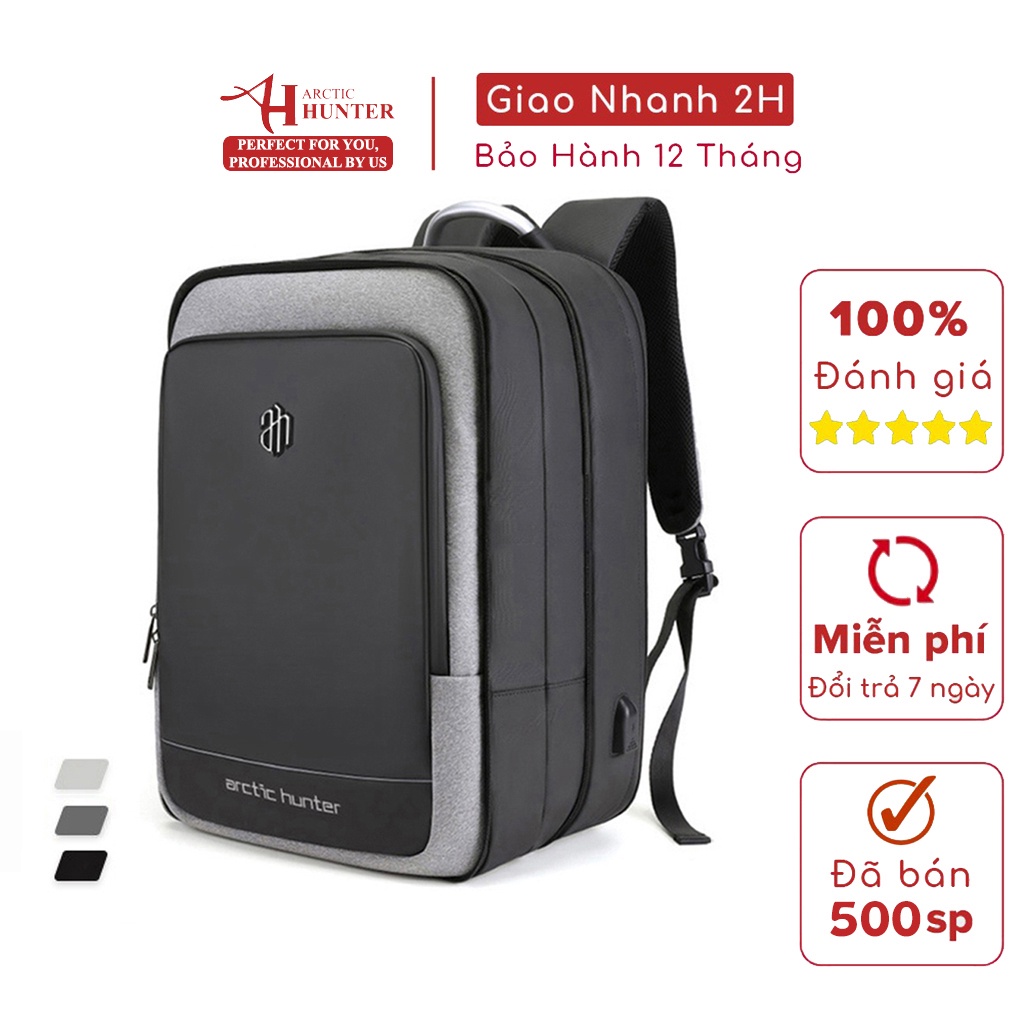 Balo laptop Arctic Hunter chất liệu Oxford chống nước, có cổng USB - B00227