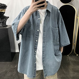 Áo khoác jeans nam ngắn tay ulzzang fom rộng thời trang hàn quốc