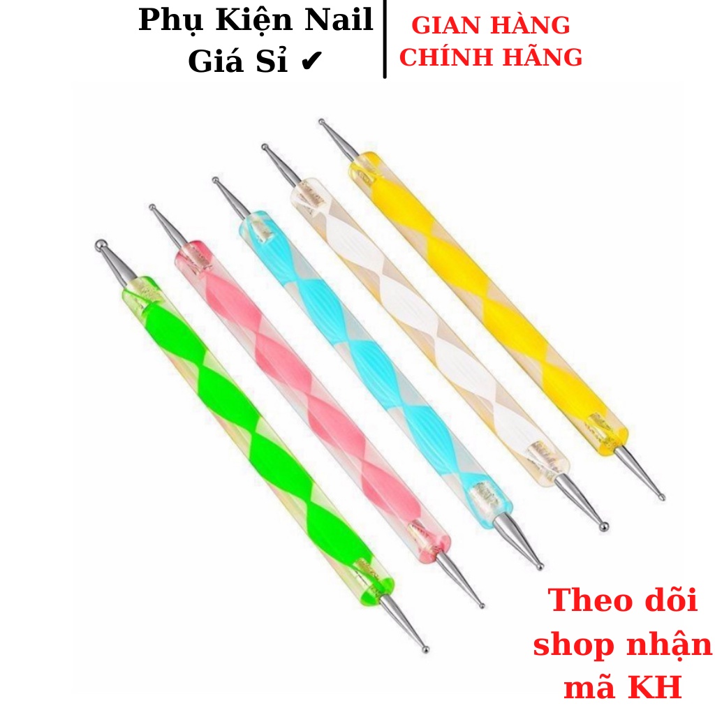 Bút chấm bi nail vẽ móng, Cọ chấm bi đủ size Set 5 cây