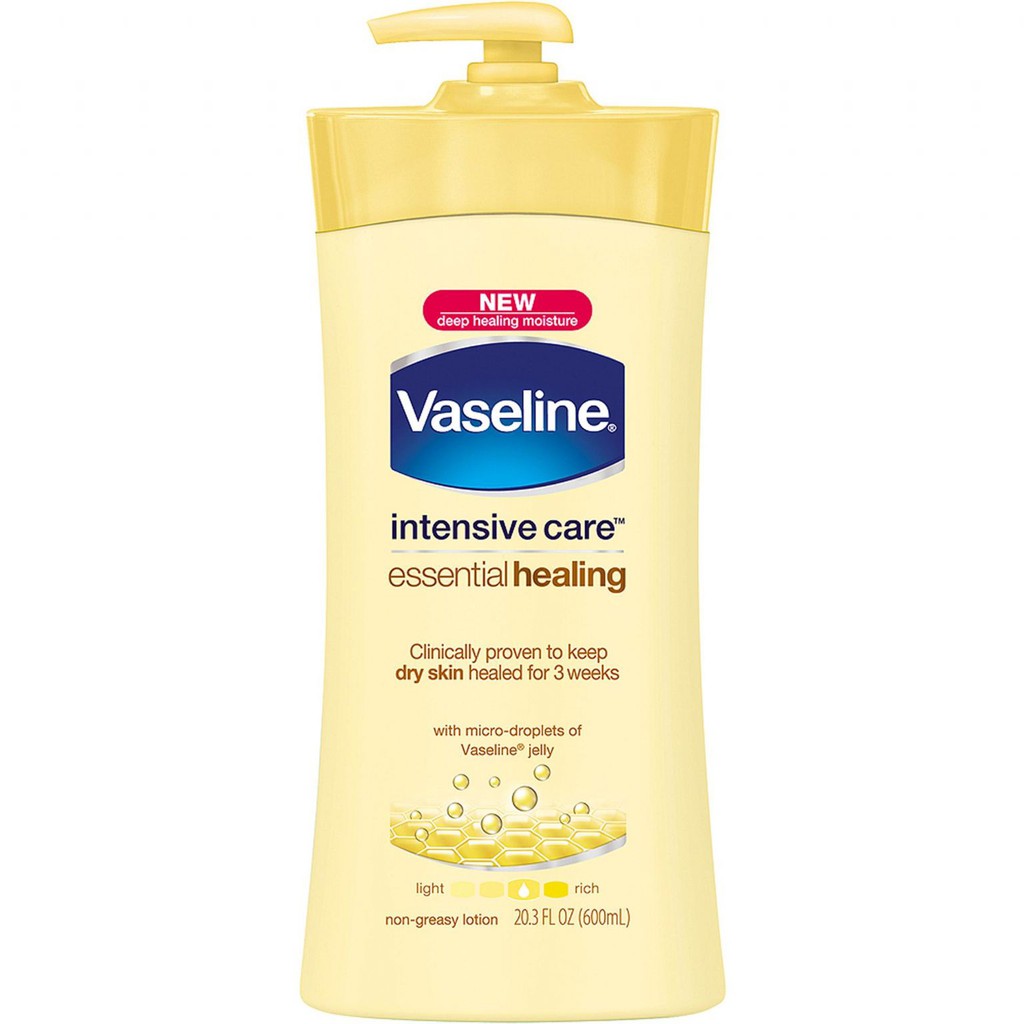 Dưỡng Thể Giữ Ẩm Da Vaseline Intensive Care Essential Healing Lotion 600ml (Mỹ)