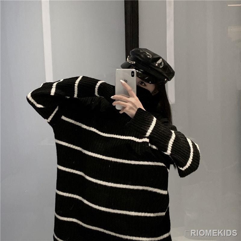 Áo sweater Tay Dài Kẻ Sọc Ngang Ấm Áp Thời Trang Cho Nữ