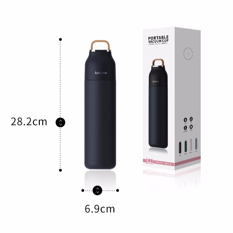 Bình giữ nhiệt Just Love cao cấp dung tích lớn 500ml dạng phích có nắp cốc uống đi kèm giữ nhiệt 15h chất liệu inox304