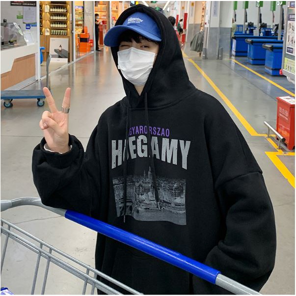 Áo Hoodie Nam Nữ Unisex Form Rộng Mũ 2 Lớp HUEGAMY Chất Nỉ Ngoại Mặc Thu Đông Siêu Ấm