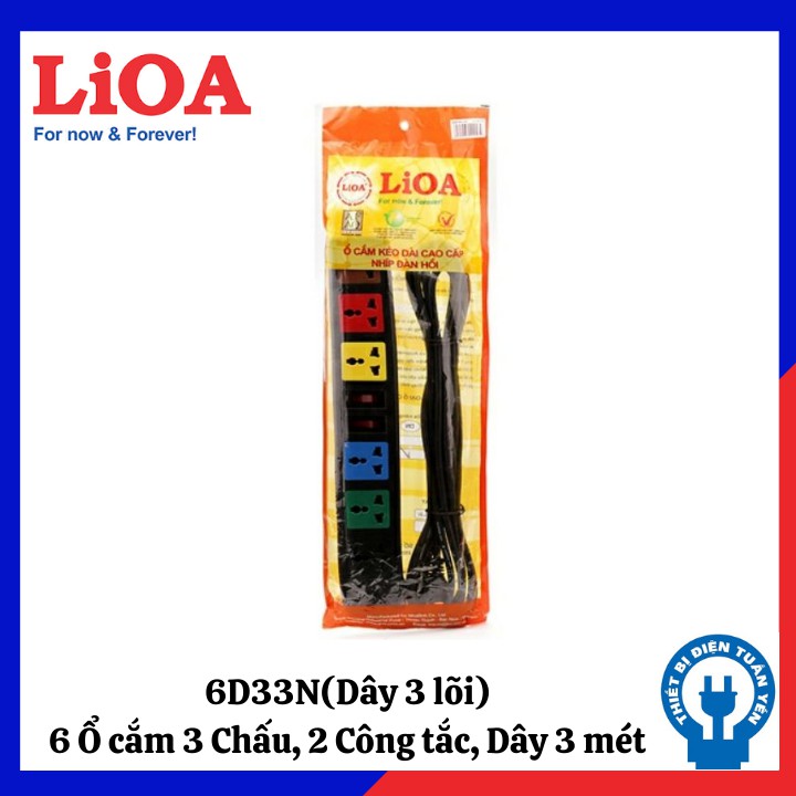 Ổ cắm điện LIOA, 4 lỗ 6 lỗ 10 lỗ, có công tắc, ~2000W - 3300W, dây dài 3m/5m( TUẤN YẾN)