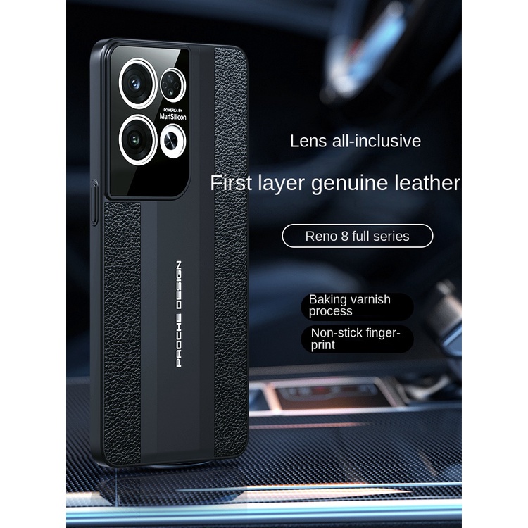 Ốp Điện Thoại Da Thật Thời Trang Chống Sốc Bảo Vệ Camera Cho OPPO Reno8 Reno 8 Pro