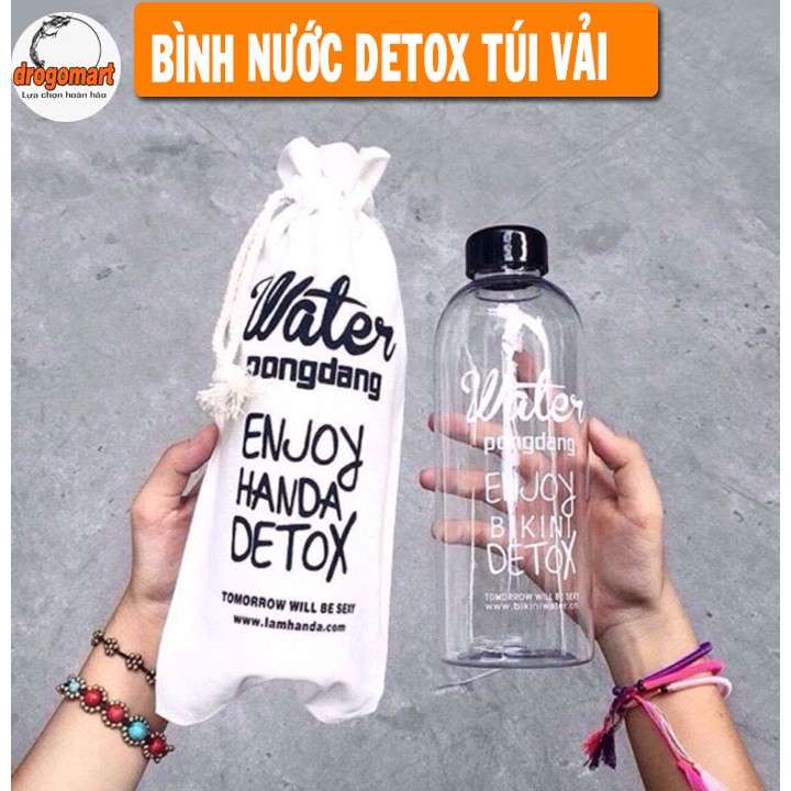 ( FREESHIP 99K ) Bình nước Detox đẹp, Bình nước PongDang 1l Kèm 1 Túi Vải