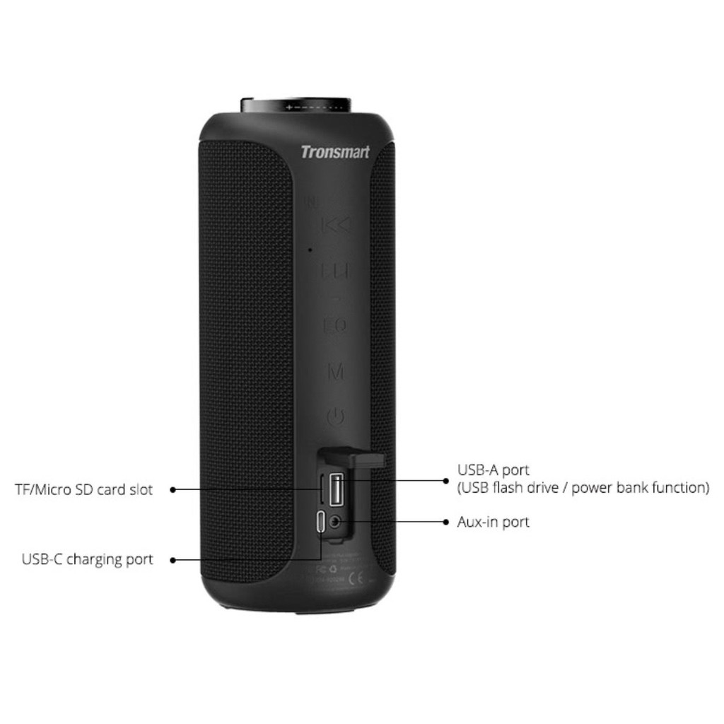 [Mã ELCE2T giảm 6% đơn 2500K] Loa Bluetooth Tronsmart Element T6 Plus Chống nước IPX7, kiêm sạc dự phòng | BigBuy360 - bigbuy360.vn