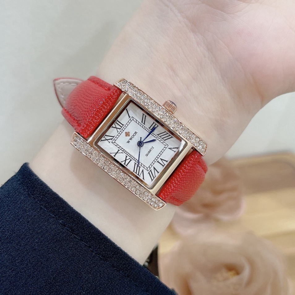 Đồng hồ nữ WWOOR, dây da mềm, hàng full box, thẻ bảo hành 12 tháng
