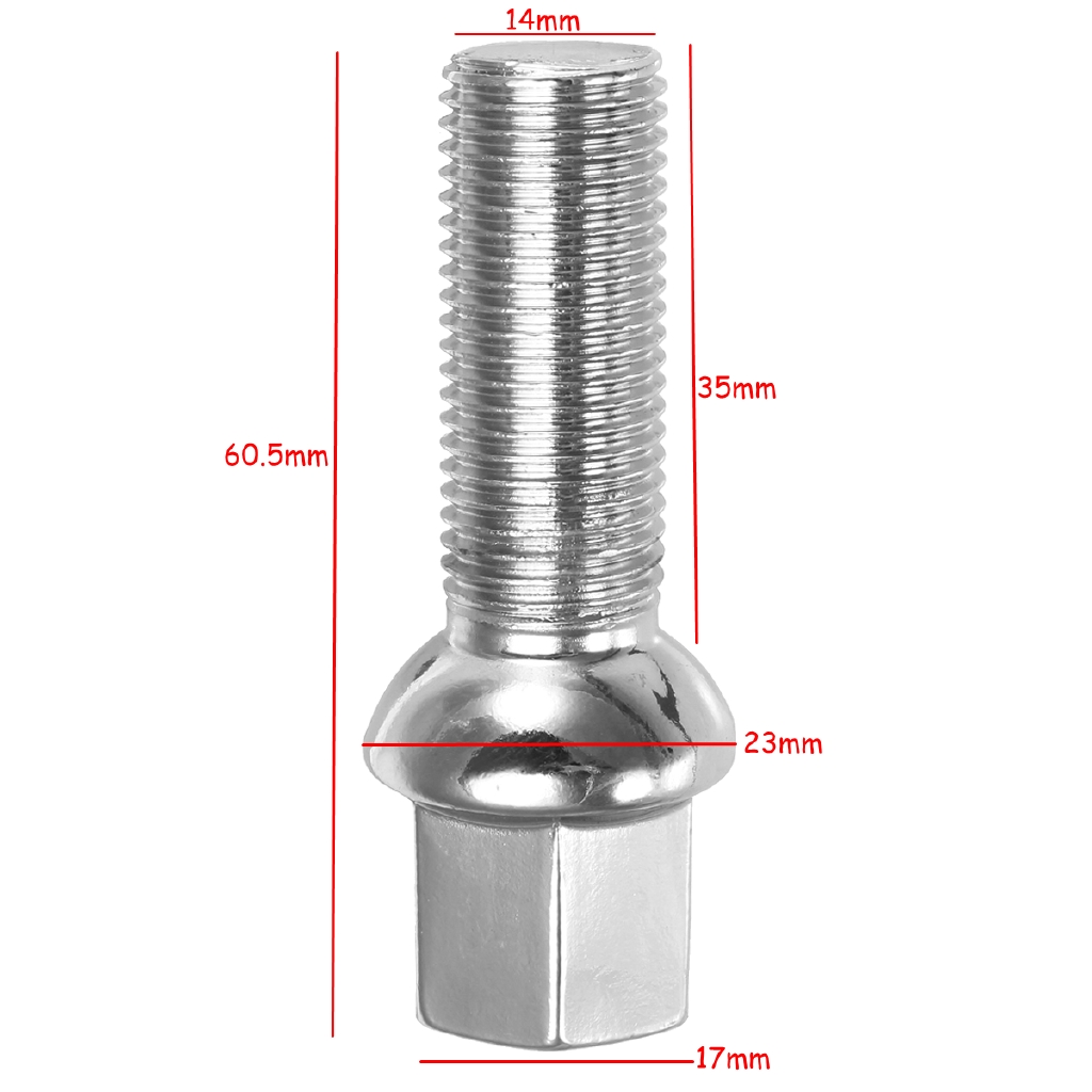 Bu Lông Lục Giác M14X1.5 35mm Ren 17mm Màu Bạc Cho Xe Audi