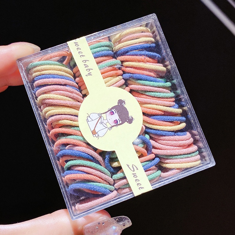 PVN40272 Hộp 100 dây thun cột tóc nhiều màu sắc cho bé Giá Rẻ