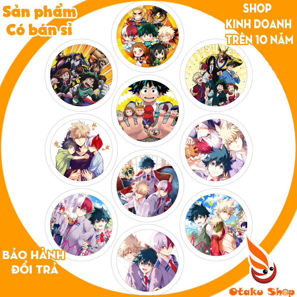 <20/640 MẪU> Huy hiệu anime Học Viện Anh Hùng tên tiếng Anh Boku no Hero dùng cài áo, cặp