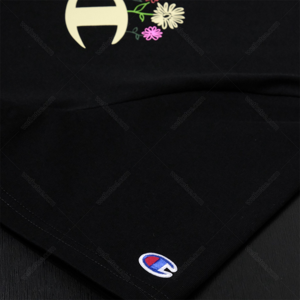 Áo Champion Heritage Contour Floral C Screen Print Logo, Black