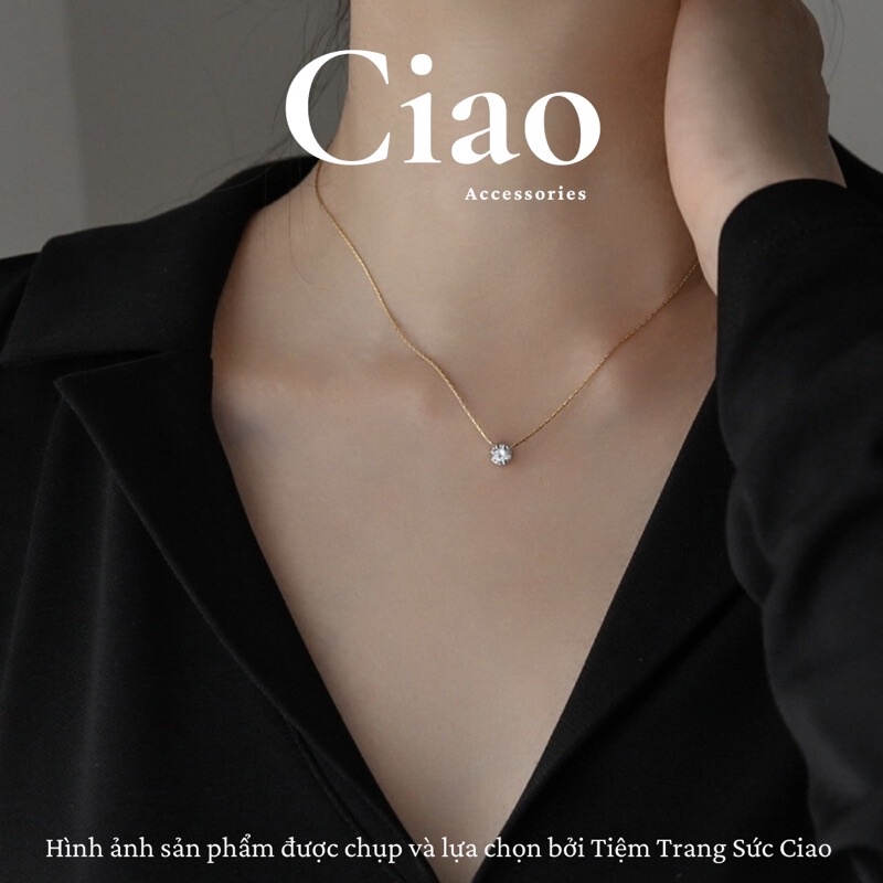 Dây chuyền/ Vòng cổ titan không gỉ đính đá thiết kế đơn giản Milcah Ciao