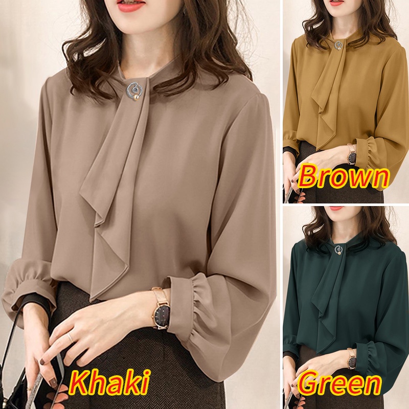 Áo kiểu nữ ZANZEA cổ tròn tay phồng cài nút sau lưng phong cách cổ điển thanh lịch thời trang