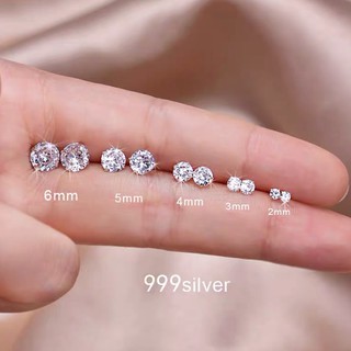 bông tai bạc nụ đá 🍁FREESHIP🍁 bông nụ đính đá đủ size _TSB GIÁ SỈ CAM KẾT BẠC CHUẨN BẠC ĐẸP 925S