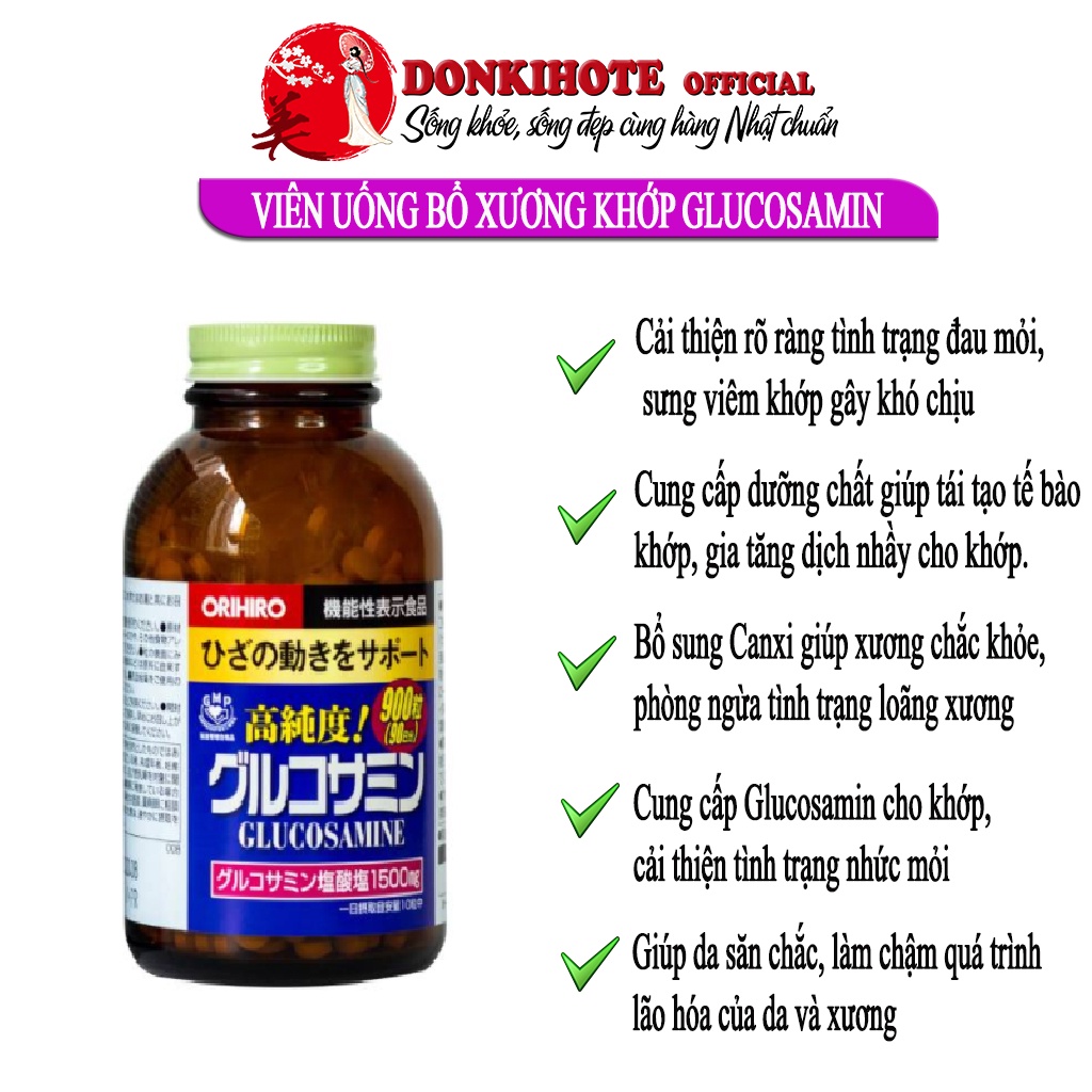 Bổ xương khớp, viên uống glucosamine Orihiro Nhật Bản 900 viên