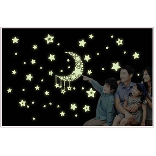 Decal trang trí trăng sao dạ quang