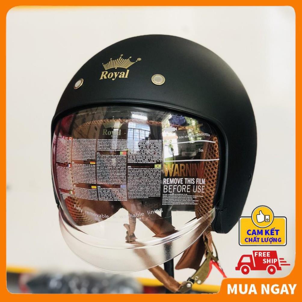 Mũ bảo hiểm 3/4 Royal M139 màu đen nhám có kính âm size M L XL
