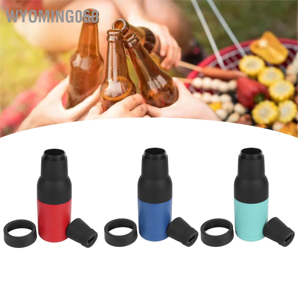 Wyoming060 Cách nhiệt chai bia Chân không đôi làm mát bằng thép gỉ với Dụng cụ mở nắp trượt cho lon 300 đến 400ml
