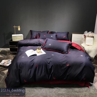 Bộ chăn cưới CÁNH ÉM HUYỀN BÍ set chăn ga gối COTTON LỤA CAO CẤP hàn Quốc