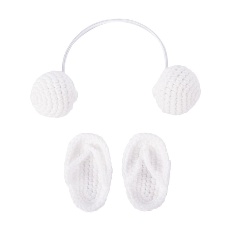 Set 2 Chiếc Dép Len Mini Màu Trơn Dùng Làm Đạo Cụ Chụp Ảnh Cho Bé Sơ Sinh