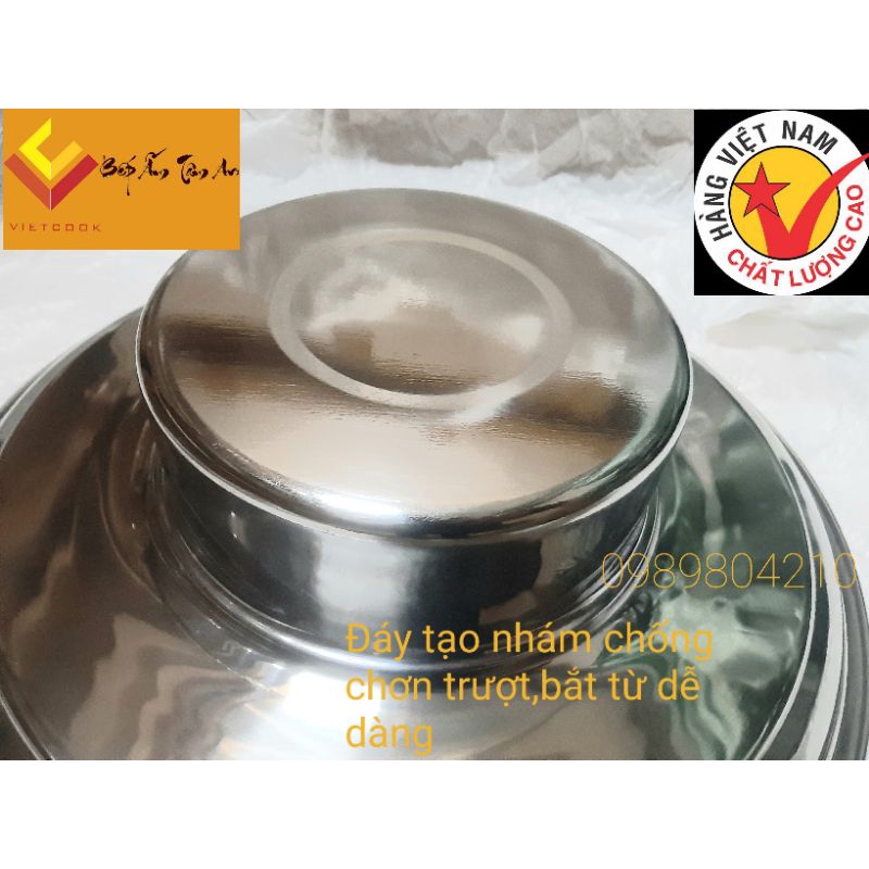 (CHÍNH HÃNG )Nồi lẩu nón inox  , lẩu mâm inox , lẩu vành inox 304  thaphafac,Vietcook  đủ size 16,18,20,22 cho bếp từ