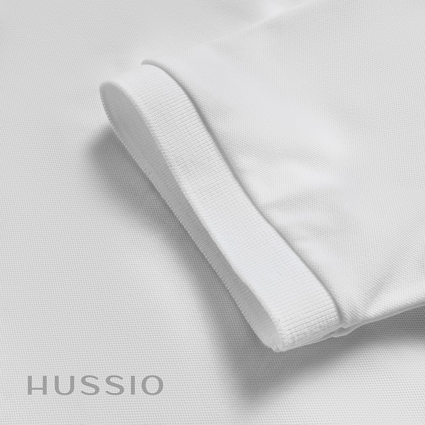 Áo thun polo nam HUSSIO kargo màu trắng tay ngắn trẻ trung | BigBuy360 - bigbuy360.vn