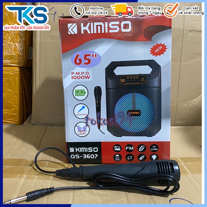 [tặng mic hát]Loa bluetooth Karaoke KIMISO QS3607 thiết kế đẹp mắt, âm thanh đỉnh cao - Bảo hành lỗi 1 đổi 1