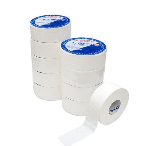 Giấy vệ sinh cuộn lớn AN KHANG AKC500, 10 cuộn, 100% bột giấy nguyên sinh, dùng trong nhà vệ sinh, toilet, hai lớp 500gr