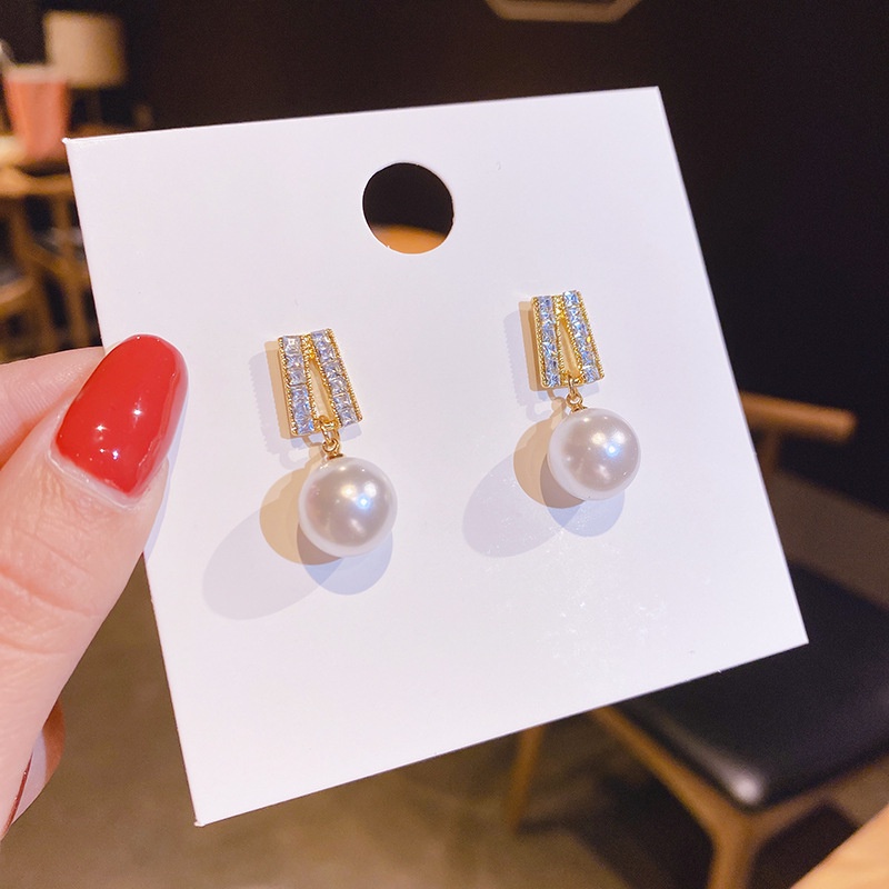 Bông Tai Mạ Bạc 925 Đính Ngọc Trai Phong Cách Hàn Quốc