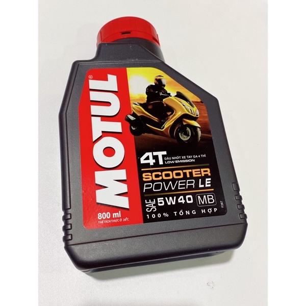 Dầu nhớt Motul tay ga Scooter Power LE tem vàng 4T SAE 5W40 800ml