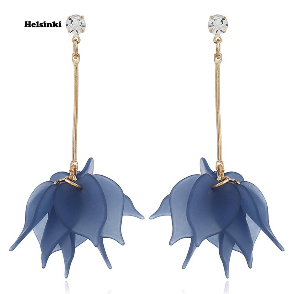 Đôi Khuyên Tai Hình Cánh Hoa Đính Đá Thời Trang Cho Nữ