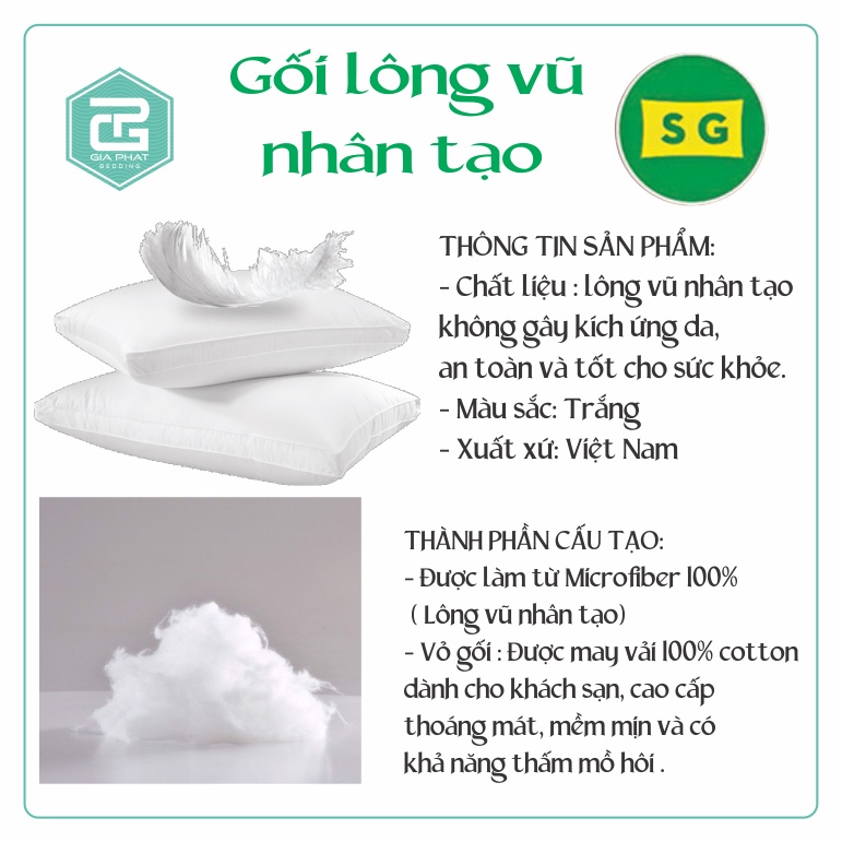 Ruột Gối Lông Vũ Sài Gòn Nguyên Chất Mềm Mịn Sang Trọng Cao cấp