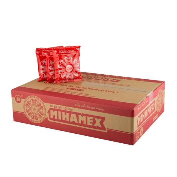 Thùng 50 gói mì MIHAMEX_ HV 12 Tôm (65 gr) ăn liền hảo ba gói tôm miền hảo muối chấm khô xào đại