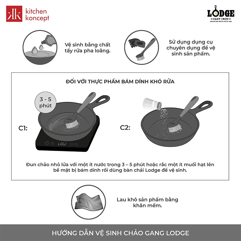 Lodge - Chảo gang nướng - 16.51cm