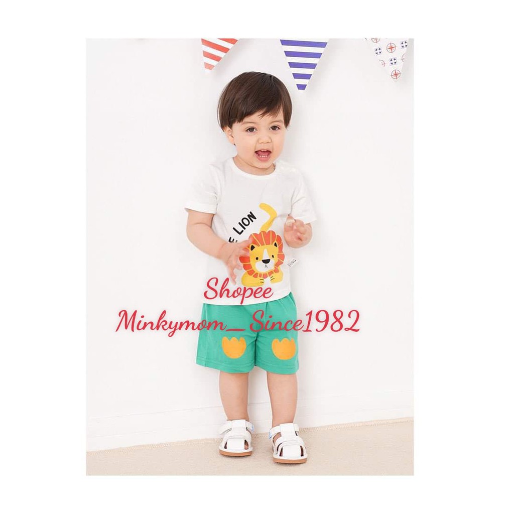 Bộ Cộc Tay MINKY MOM COTTON 100% In Hình Động Vật Cho Bé TN-IN33