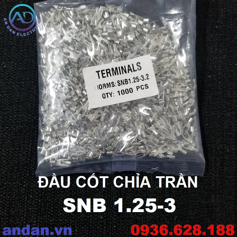 Đầu cốt chỉa trần SNB, Cos chữ Y 1.25-3 1.25-4 2-3 2-4 3.5-5 5.5-5, SNB1.25-3 SNB1.25-4 SNB2-3 SNB2-4 SNB3.5-5 SNB5.5-5
