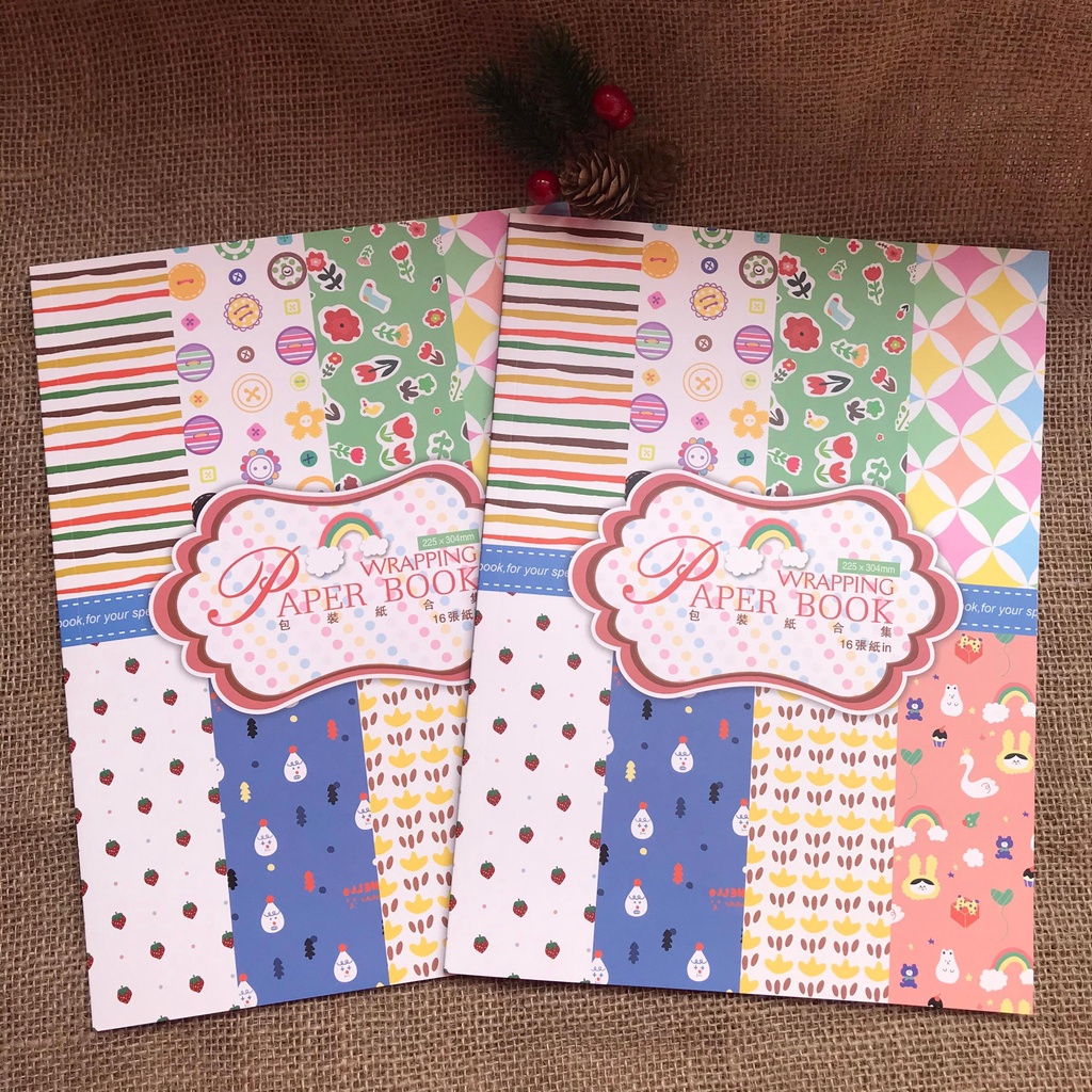 Tập Giấy Gói Qùa Wrapping Book 16 Designs Khác Nhau