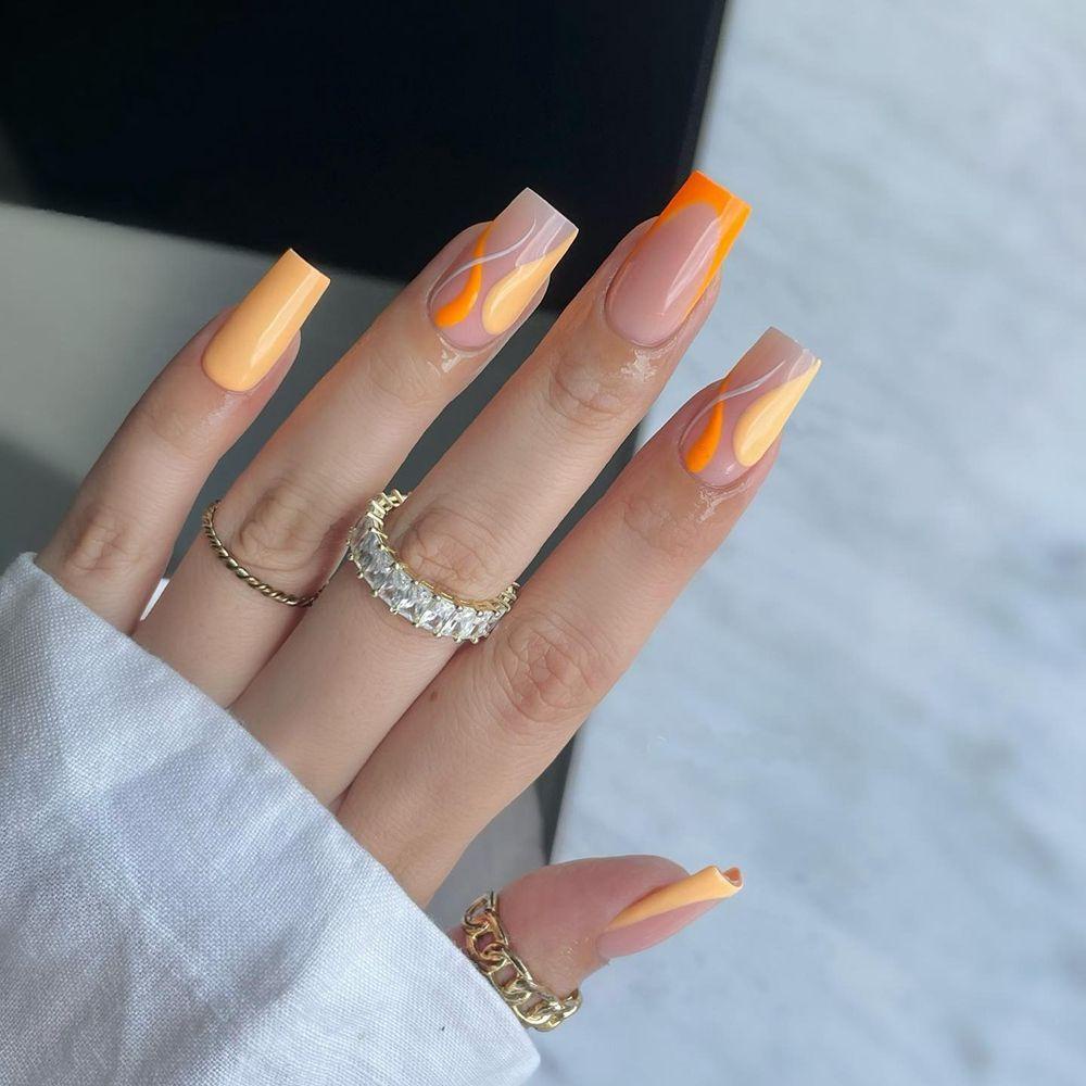 Bộ 24 Móng Tay Giả Đầu Vuông Che Phủ Toàn Diện Kiểu Pháp