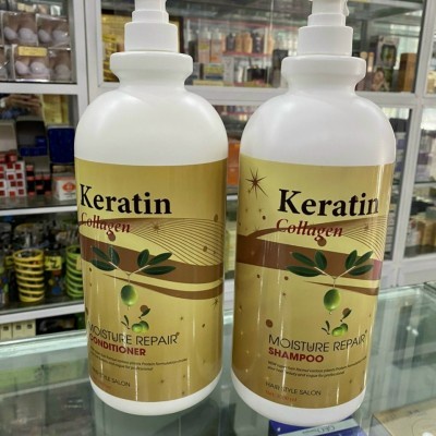 Cặp Dầu Gội Và Xả Keratin Colagen Phục Hồi Tóc Hư Tổn Bổ Sung Dưỡng Chất Cho Tóc Mọc Nhanh Và Chắc Khỏe Óng Mượt