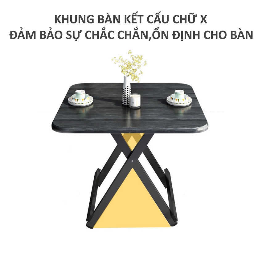 Bàn Ăn Gấp Gọn,Bàn Cafe 2 Mảnh Khung Sắt Chắc Chắn,Gấp Gọn Tiện Lợi,Mặt Bàn Hình Vuông KT 80*80*74cm