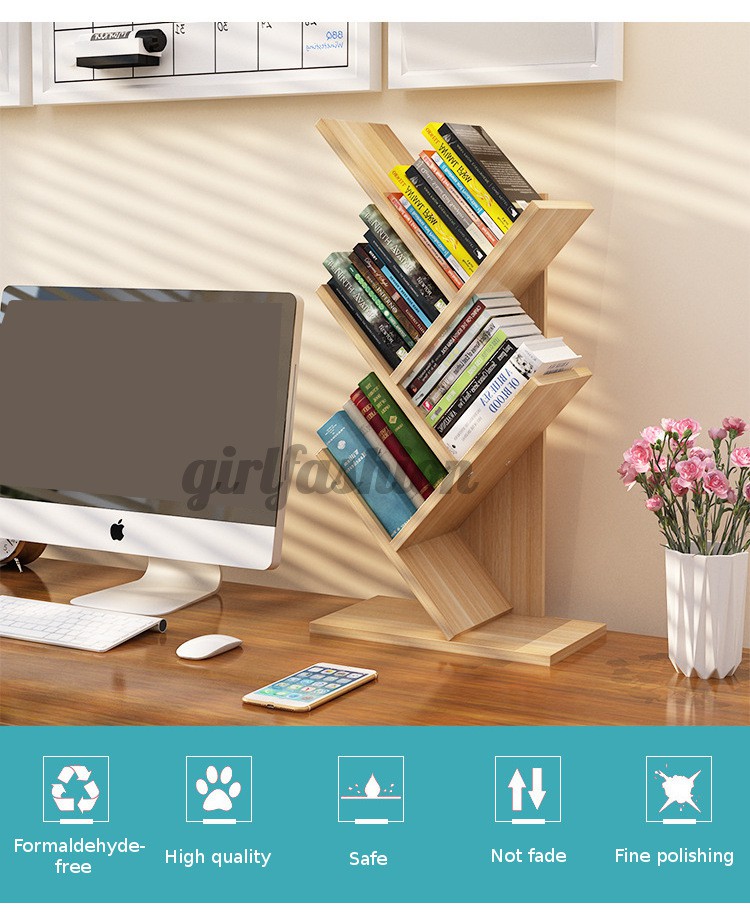 Table Tree-Shaped Small Bookshelf Children Simple Racks Student Desktop Bookshelf Office Storage Storage Rack Wholesale